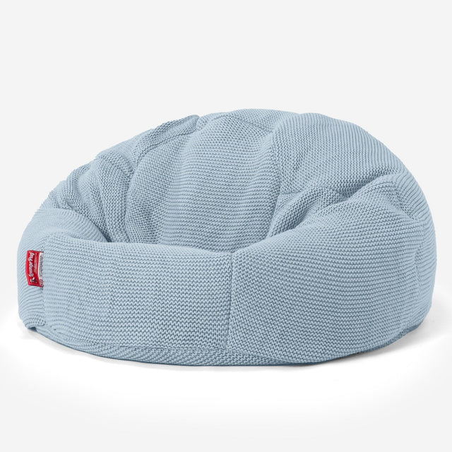 LOUNGE PUG - Ellos Gestrickter - Klassischer Sitzsack Sessel - Misty Blau