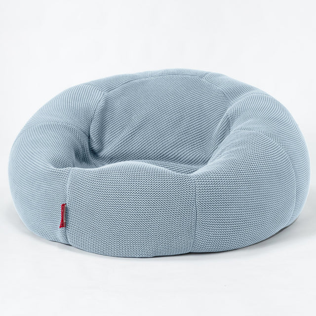 LOUNGE PUG - Sitzsack Sofa - Relaxsessel - Ellos Gestrickter Misty Blau