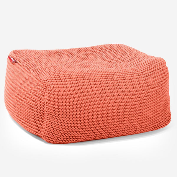 LOUNGE PUG - Fußhocker Pouf - Ellos Gestrickter Koralle