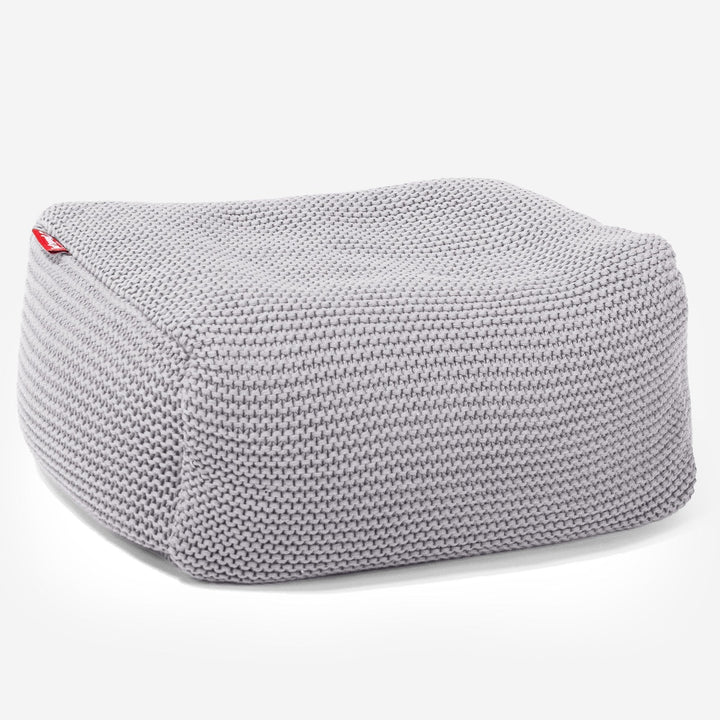 LOUNGE PUG - Fußhocker Pouf - Ellos Gestrickter Hellgrau