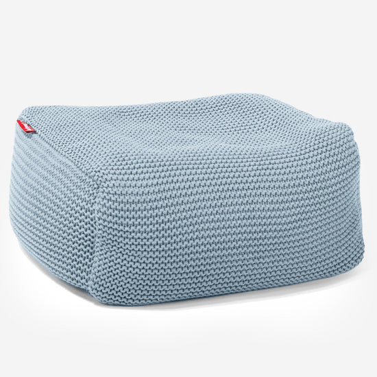 LOUNGE PUG - Fußhocker Pouf - Ellos Gestrickter Misty Blau