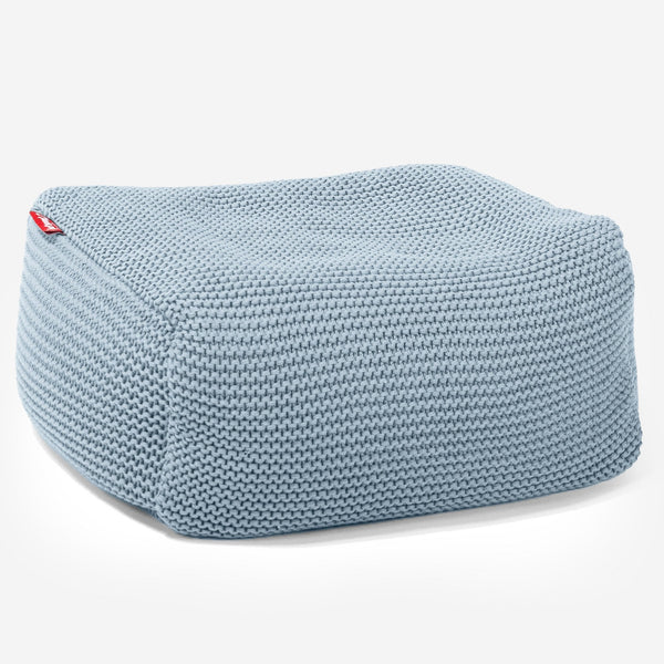 LOUNGE PUG - Fußhocker Pouf - Ellos Gestrickter Misty Blau
