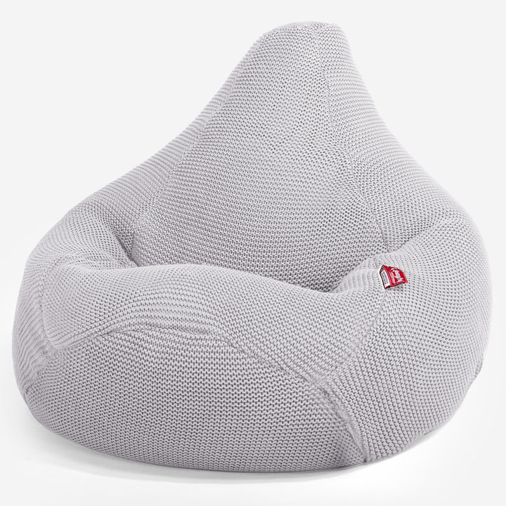 LOUNGE PUG - Gaming Sitzsack Sessel - Ellos Gestrickter Hellgrau