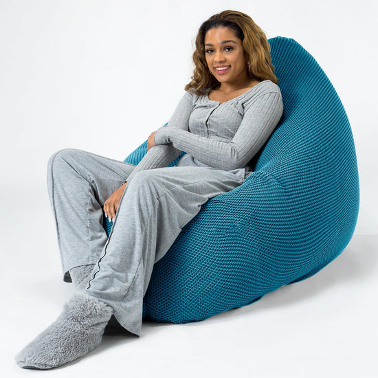 LOUNGE PUG - Riesen Sitzsack XXL - Sitzkissen - Ellos Gestrickter Türkis