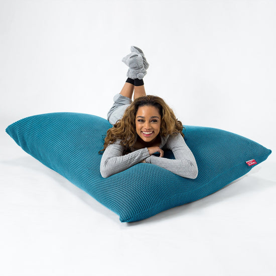 LOUNGE PUG - Riesen Sitzsack XXL - Sitzkissen - Ellos Gestrickter Türkis
