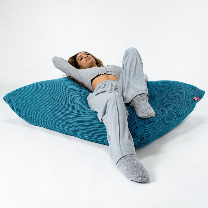 LOUNGE PUG - Riesen Sitzsack XXL - Sitzkissen - Ellos Gestrickter Türkis