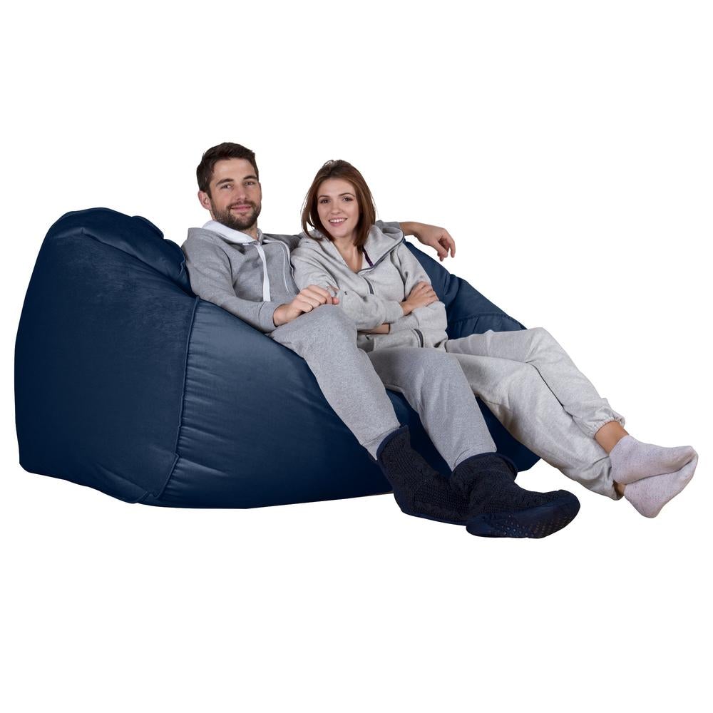 LOUNGE PUG, Riesen Sitzsack Couch, Sitzsack Sofa, Samt Marineblau