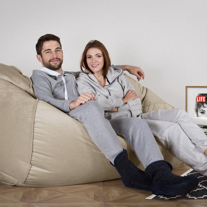 LOUNGE PUG, Riesen Sitzsack Couch, Sitzsack Sofa, Samt Nerzfarben