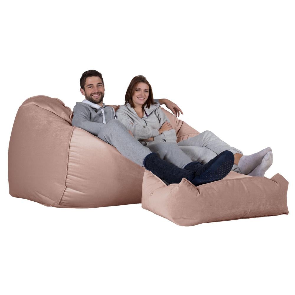 LOUNGE PUG, Riesen Sitzsack Couch, Sitzsack Sofa, Samt Pink