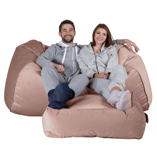 LOUNGE PUG, Riesen Sitzsack Couch, Sitzsack Sofa, Samt Pink