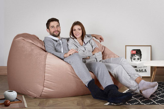 LOUNGE PUG, Riesen Sitzsack Couch, Sitzsack Sofa, Samt Pink
