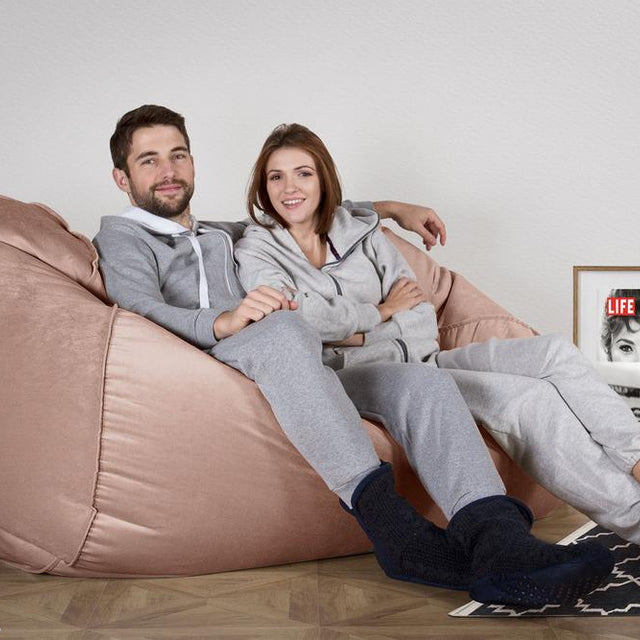 LOUNGE PUG, Riesen Sitzsack Couch, Sitzsack Sofa, Samt Pink