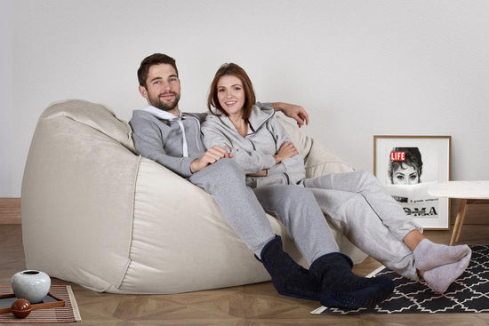 LOUNGE PUG, Riesen Sitzsack Couch, Sitzsack Sofa, Samt Silber