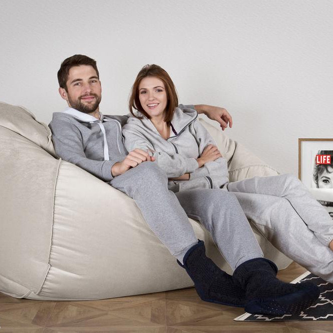 LOUNGE PUG, Riesen Sitzsack Couch, Sitzsack Sofa, Samt Silber