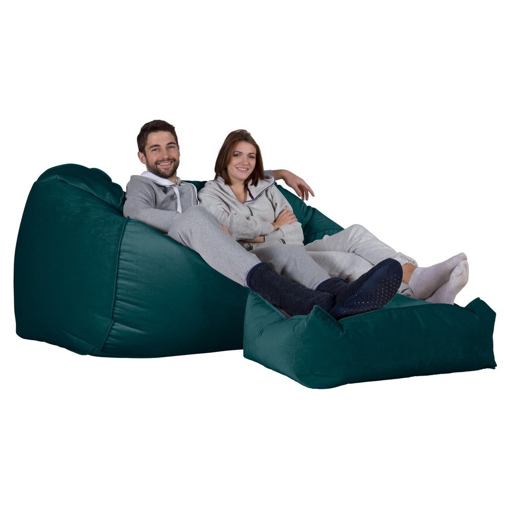 LOUNGE PUG, Riesen Sitzsack Couch, Sitzsack Sofa, Samt Türkis