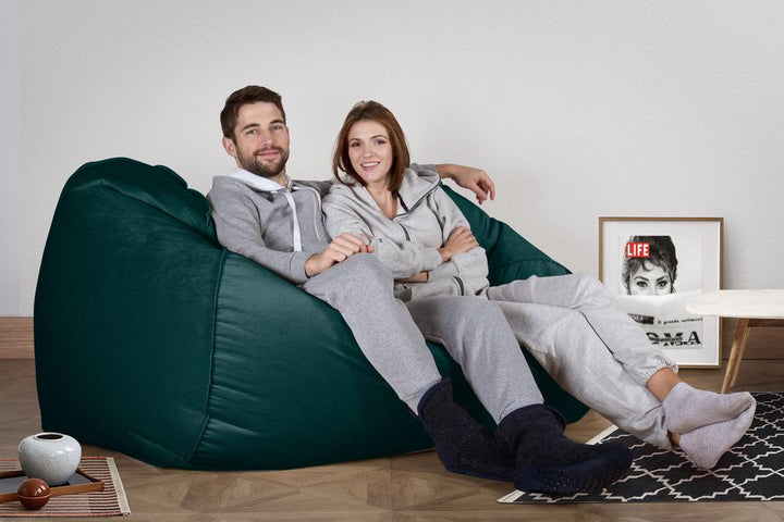 LOUNGE PUG, Riesen Sitzsack Couch, Sitzsack Sofa, Samt Türkis