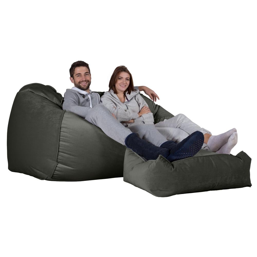 LOUNGE PUG, Riesen Sitzsack Couch, Sitzsack Sofa, Samt Schiefergrau