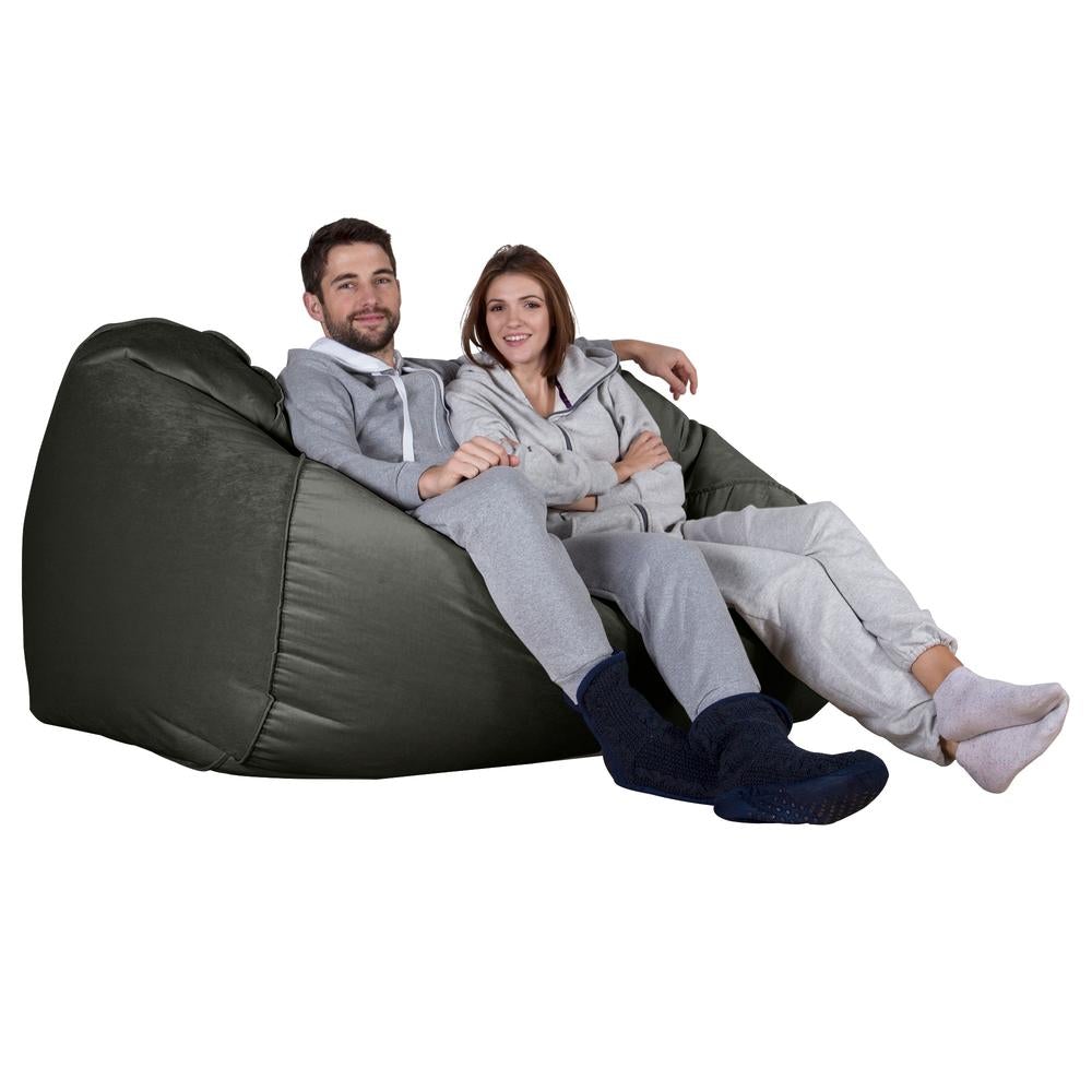 LOUNGE PUG, Riesen Sitzsack Couch, Sitzsack Sofa, Samt Schiefergrau