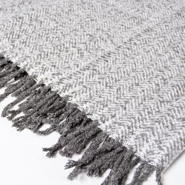 Sherpa-Decke - Fischgratmuster Grau Fabric Close-up Image