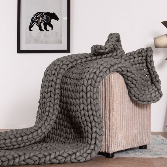 Lounge Pug - Schwere - beruhigende Angst-Gewichtsdecke für Erwachsene - Grobgestrickt Grau - 5 KG 135 x 150 cm