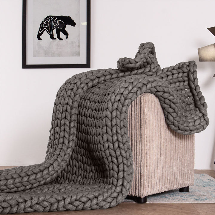 Lounge Pug - Schwere - beruhigende Angst-Gewichtsdecke für Erwachsene - Grobgestrickt Grau - 5 KG 135 x 150 cm