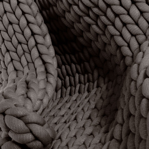 Gewichtsdecke für Erwachsene - Grobgestrickt Grau Fabric Close-up Image