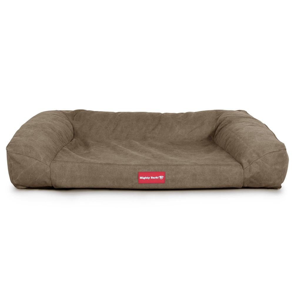 "Das Sofa Von Mighty-Bark" - Orthopädische Hundesofa, Hundebett,  Klein - XXL - Stonewashed-stoff Erde