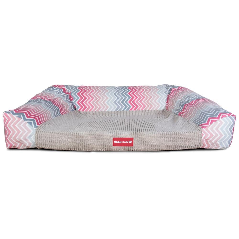 "Das Sofa Von Mighty-Bark" - Orthopädische Hundesofa, Hundebett,  Klein - XXL - Geometrisches Druck Pink