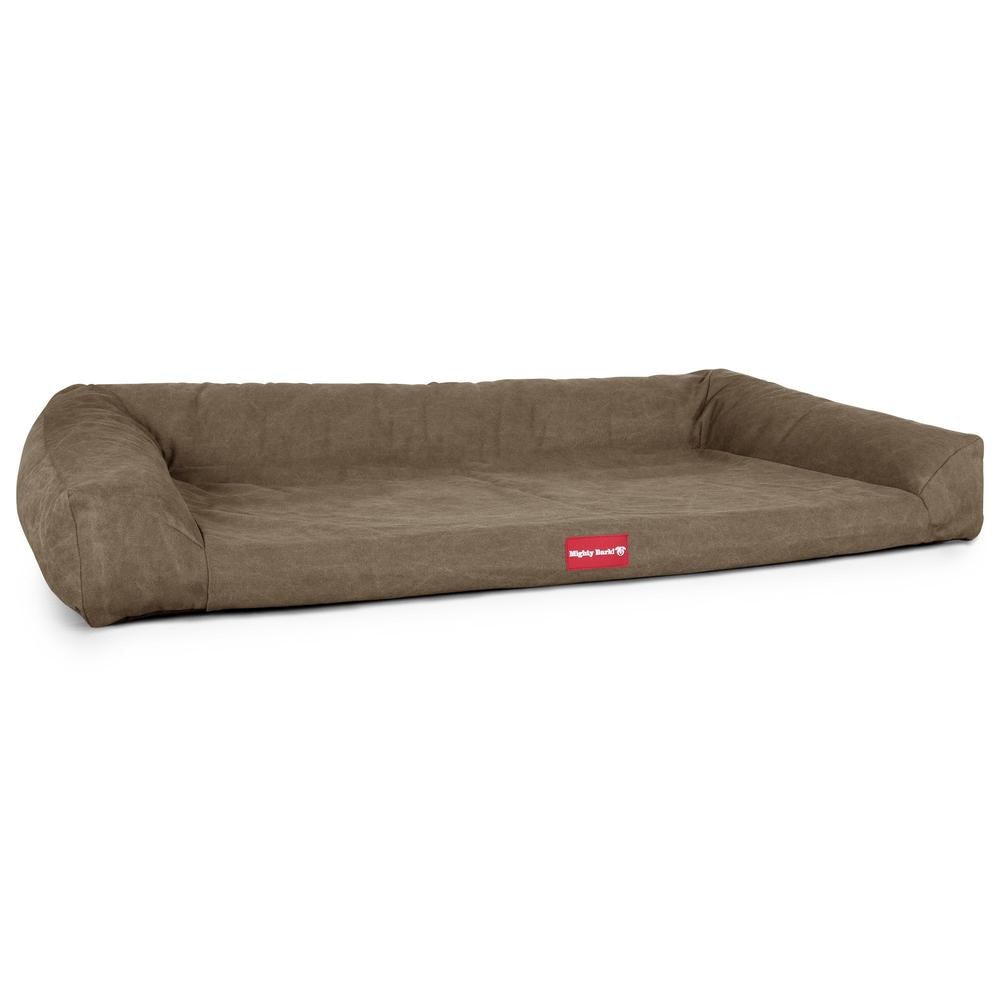 "Das Sofa Von Mighty-Bark" - Orthopädische Hundesofa, Hundebett,  Klein - XXL - Stonewashed-stoff Erde