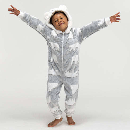 Eisbär Fleece Onesie für Kinder 02