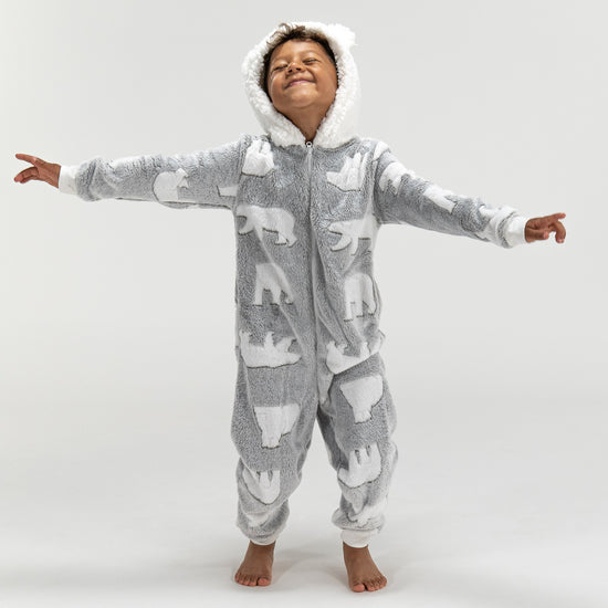Eisbär Fleece Onesie für Kinder 03