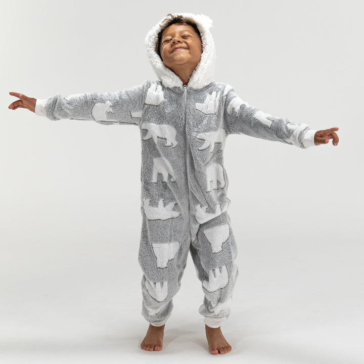 Eisbär Fleece Onesie für Kinder 03