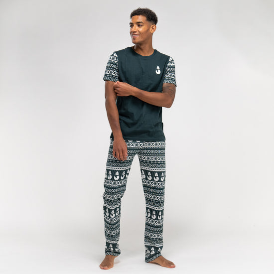 Grüner Weihnachts-Pyjama aus Jersey für Herren 03