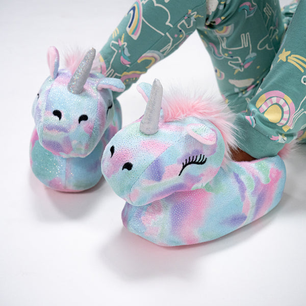 Kinder Hausschuhe im Einhorn-Design Fabric Close-up Image