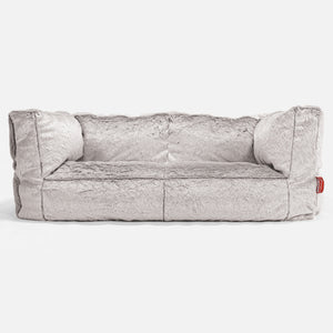 2-Sitzer Albert Sitzsacksofa - Kaninchen Kunstfell Hellgrau
