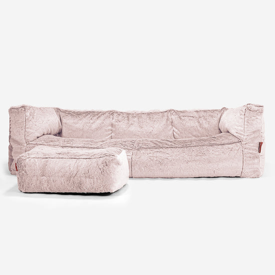 3-Sitzer Albert Sitzsacksofa - Kaninchen Kunstfell Pastellrosa 02