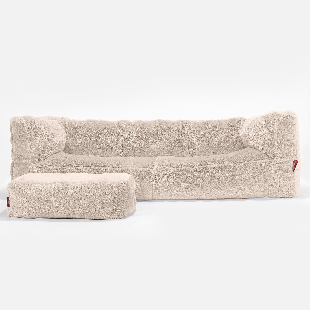 3-Sitzer Albert Sitzsacksofa - Teddy Kunstfell Creme 02