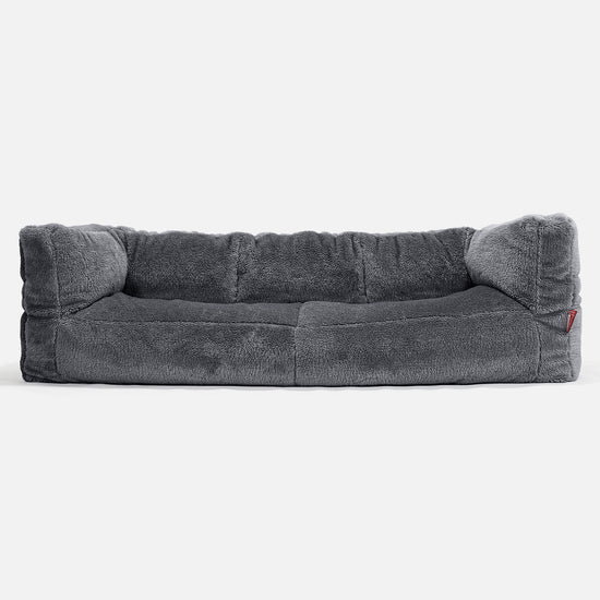 3-Sitzer Albert Sitzsacksofa - Teddy Kunstfell Dunkelgrau 01