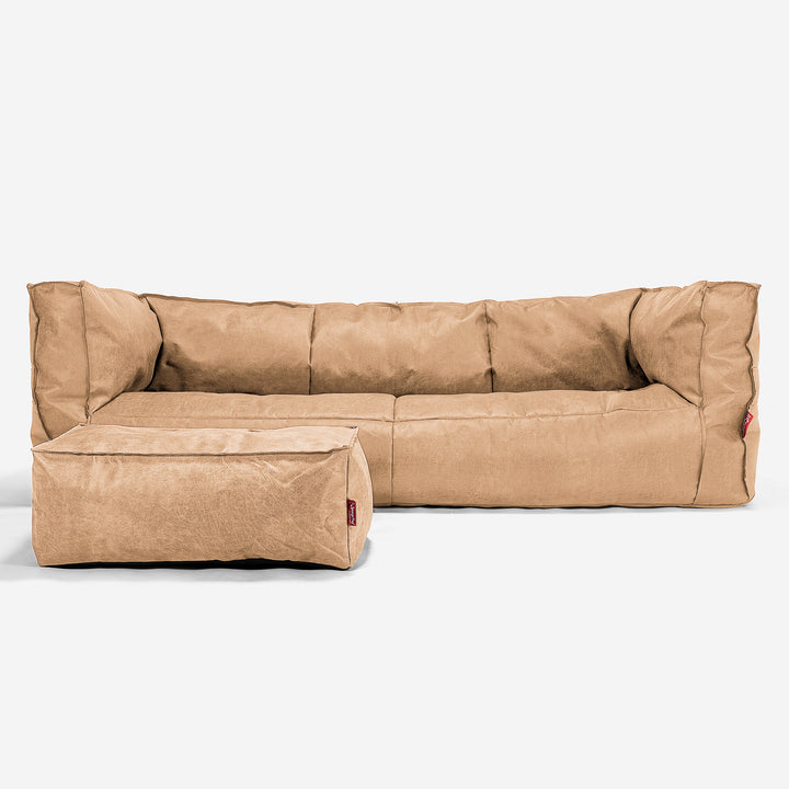 3-Sitzer Albert Sitzsacksofa - Vintage Leder Goldbraun 02