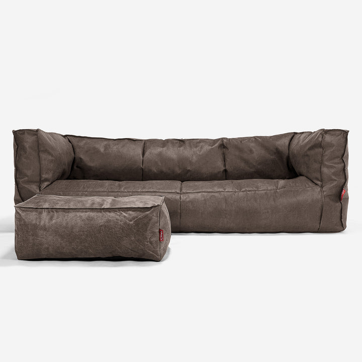 3-Sitzer Albert Sitzsacksofa - Vintage Leder Schiefergrau 02