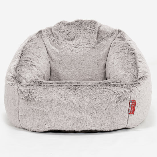 Bubble Sitzsack Sessel - Kaninchen Kunstfell Hellgrau 01