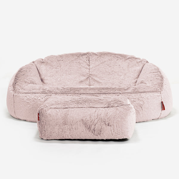 Bubble Sitzsack Sofa - Kaninchen Kunstfell Pastellrosa 01