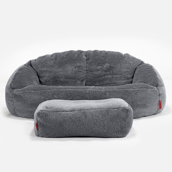 Bubble Sitzsack Sofa - Teddy Kunstfell Dunkelgrau 01