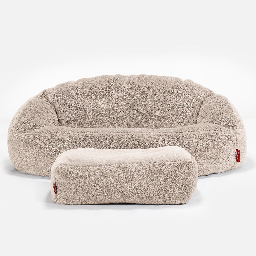 Bubble Sitzsack Sofa - Teddy Kunstfell Nerzfarben 02
