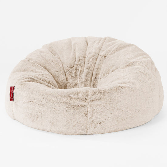 CloudSac 200 XXL Memory-Schaum Kinder Sitzsack 2-12 jahren - Kaninchen Kunstfell Weiß 01
