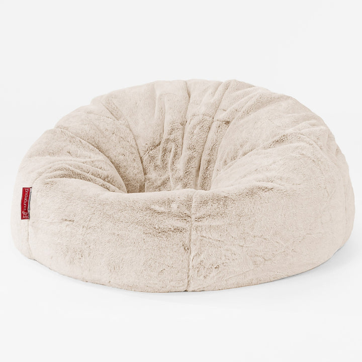CloudSac 200 XXL Memory-Schaum Kinder Sitzsack 2-12 jahren - Kaninchen Kunstfell Weiß 01