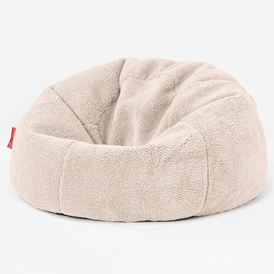 CloudSac 200 XXL Memory-Schaum Kinder Sitzsack 2-12 jahren - Teddy Kunstfell Creme 01