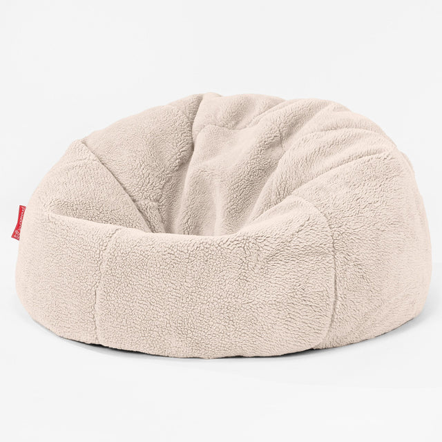 CloudSac 200 XXL Memory-Schaum Kinder Sitzsack 2-12 jahren - Teddy Kunstfell Creme 01