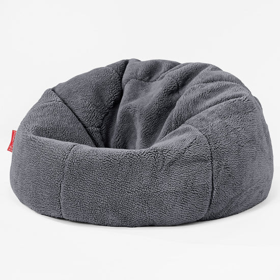 CloudSac 200 XXL Memory-Schaum Kinder Sitzsack 2-12 jahren - Teddy Kunstfell Dunkelgrau 01
