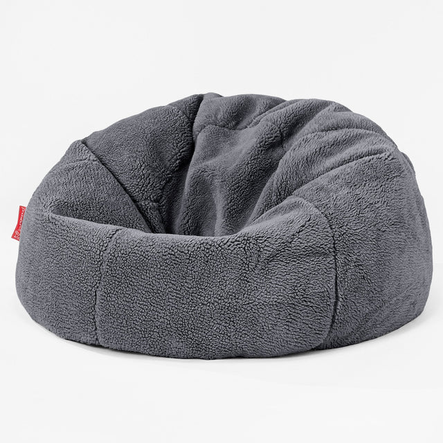 CloudSac 200 XXL Memory-Schaum Kinder Sitzsack 2-12 jahren - Teddy Kunstfell Dunkelgrau 01
